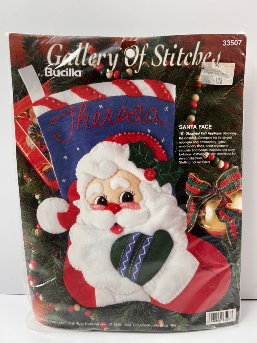 New Sealed Bucilla Santa Face 33507 Christmas Stocking Kit Felt 15 Inch